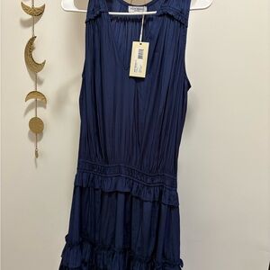 Ramy Brook Navy Blue Ruffled Mini Dress
